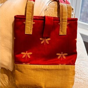Rust and Tan Dragonfly Tote Bag EUC